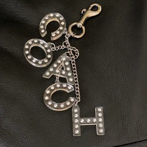 Coach bag charm in acrylic letters w/rhinestones